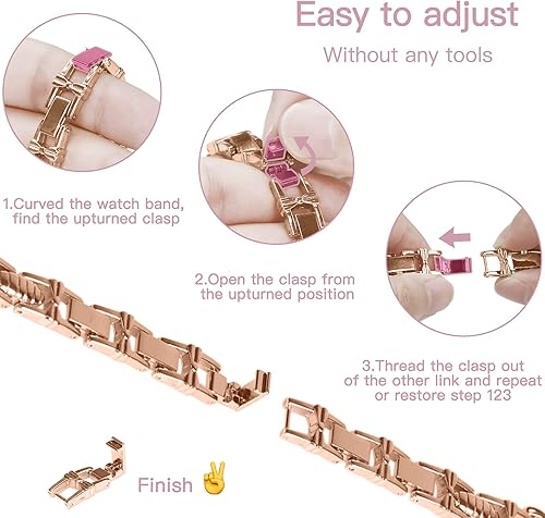 Miniatura 4 de Wipalor, compatible con la malla para reloj de Apple de 38mm y 40mm, liviana para mujer, pulsera fácil de ajustar, diamante brillante en la