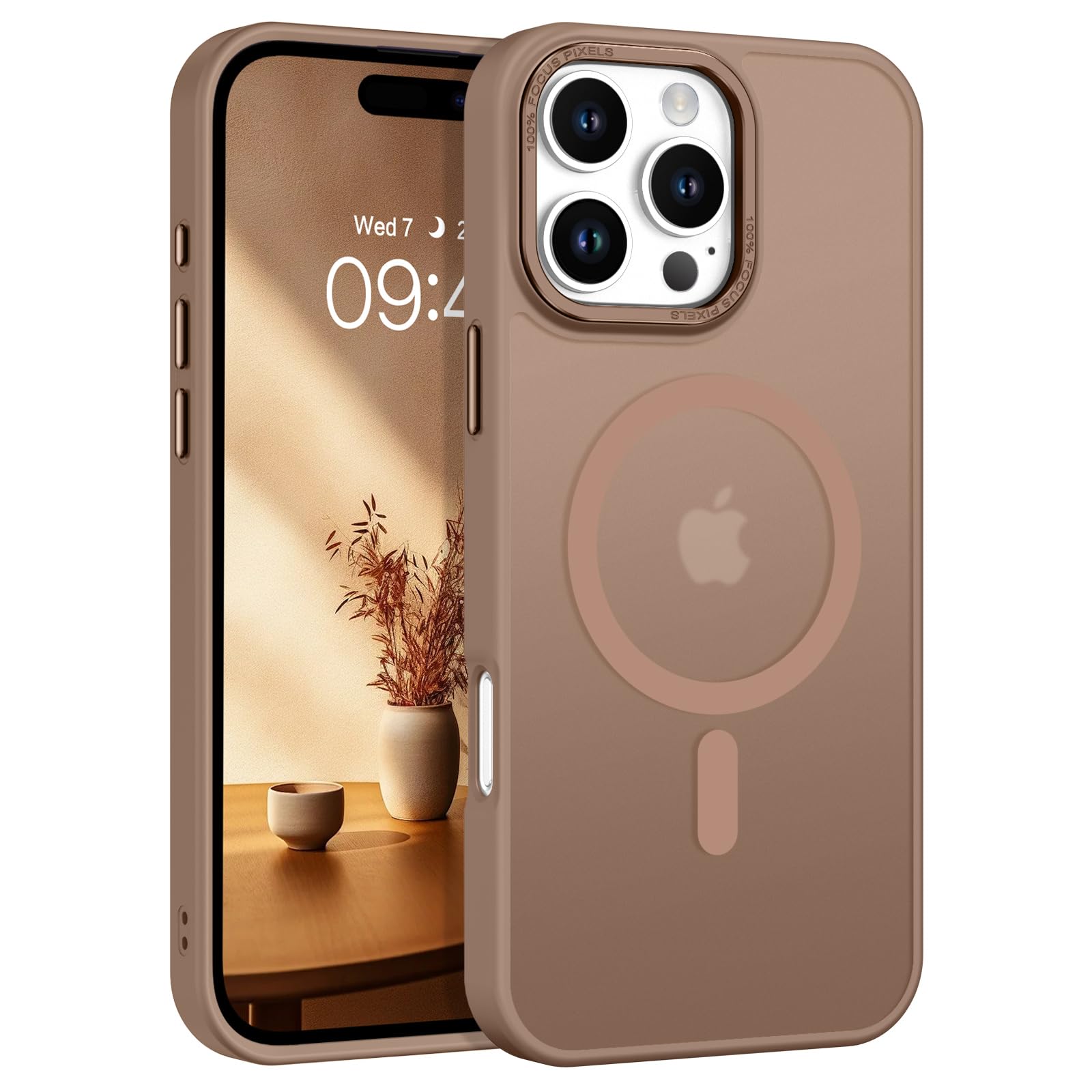 GaoBao für iPhone 16 Pro Hülle, Handyhülle iPhone 16 Pro [Kompatibel mit Magsafe] Durchscheinende Matte Magnetische Stoßfeste Anti-Fingerabdruck Schutzhülle für 6,3 Zoll, Braun
