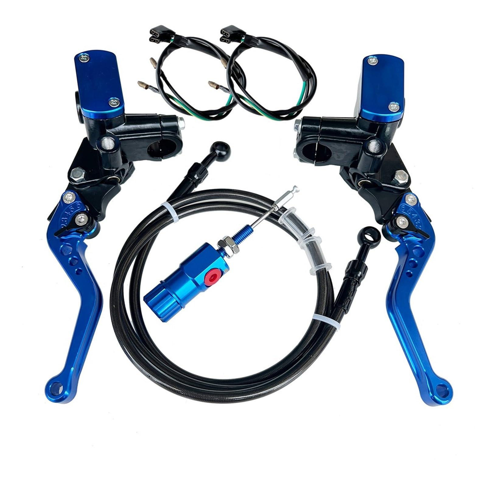 Iukmr Blue 1 Set Motorcycle Clutch Brake Lever 14Mm Piston Motorcycle Hydraulic Clutch Kit Brake Master Cylinder 1200Mm Hose(Blue 1 Set)