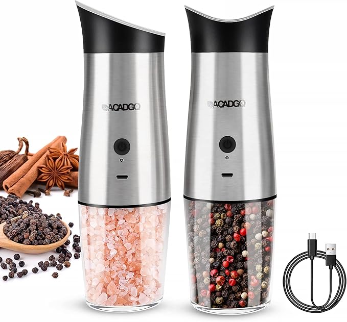 Elektrische Salz & Pfeffermühle Set - Wiederaufladbar Mit LED Licht