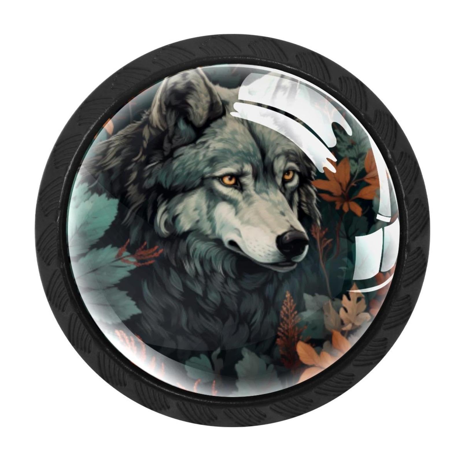 Chenzzzz Multicolored 06 Wolf Drawer Knobs 4 Pack Crystal Dresser Knobs 35Mm Glass Cabinet Knobs For Home Office Bathroom
