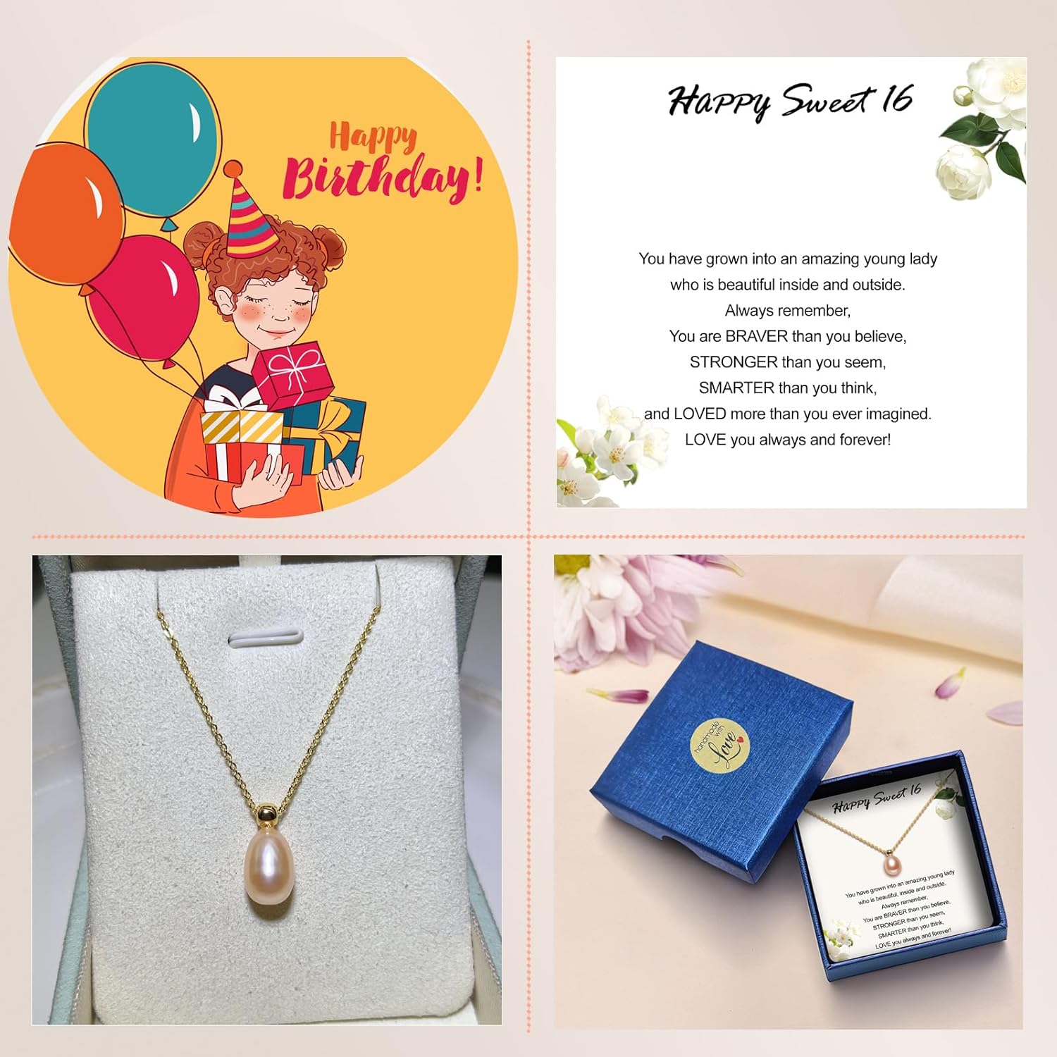 10 13 16 Year Old Girl Birthday Gifts Gold Pearl Necklace,Pearl Choker Necklaces for Women Dainty Pearl Necklace Adjustable Length Single Pearl Necklace Pearl Jewelry - Image 5