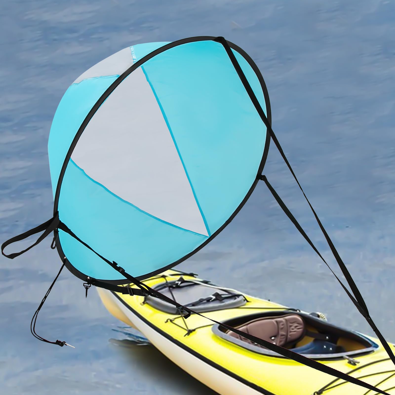 Paddle Board Segel | 108 cm Durchmesser | Aus Nylon & Fiberglas | Mit Sichtfenster & verstellbaren Gurten | Für SUP, Kajak & Kanu | Inkl. Tragetasche | Leicht & faltbar