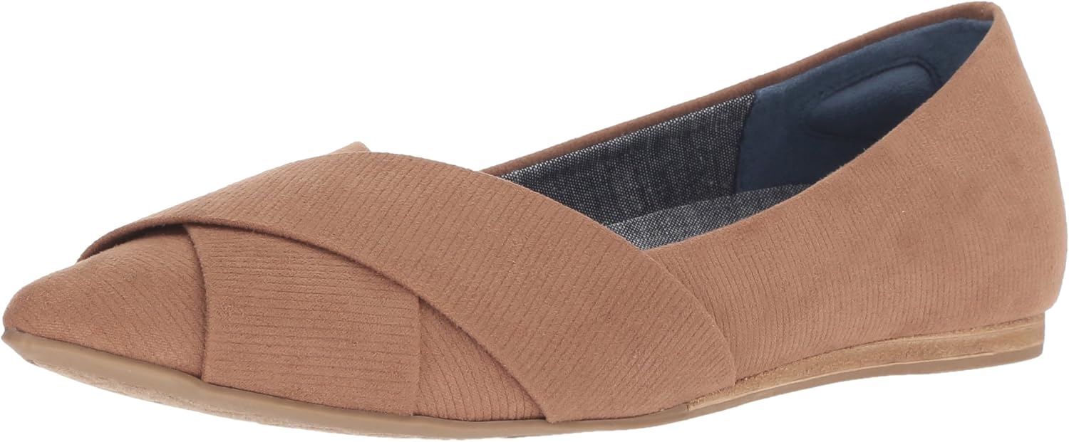 Dr. Scholl's Shoes Women's Loma Ballet Flat, Toasted Coconut Linear Emboss Fabric, 9 M US
