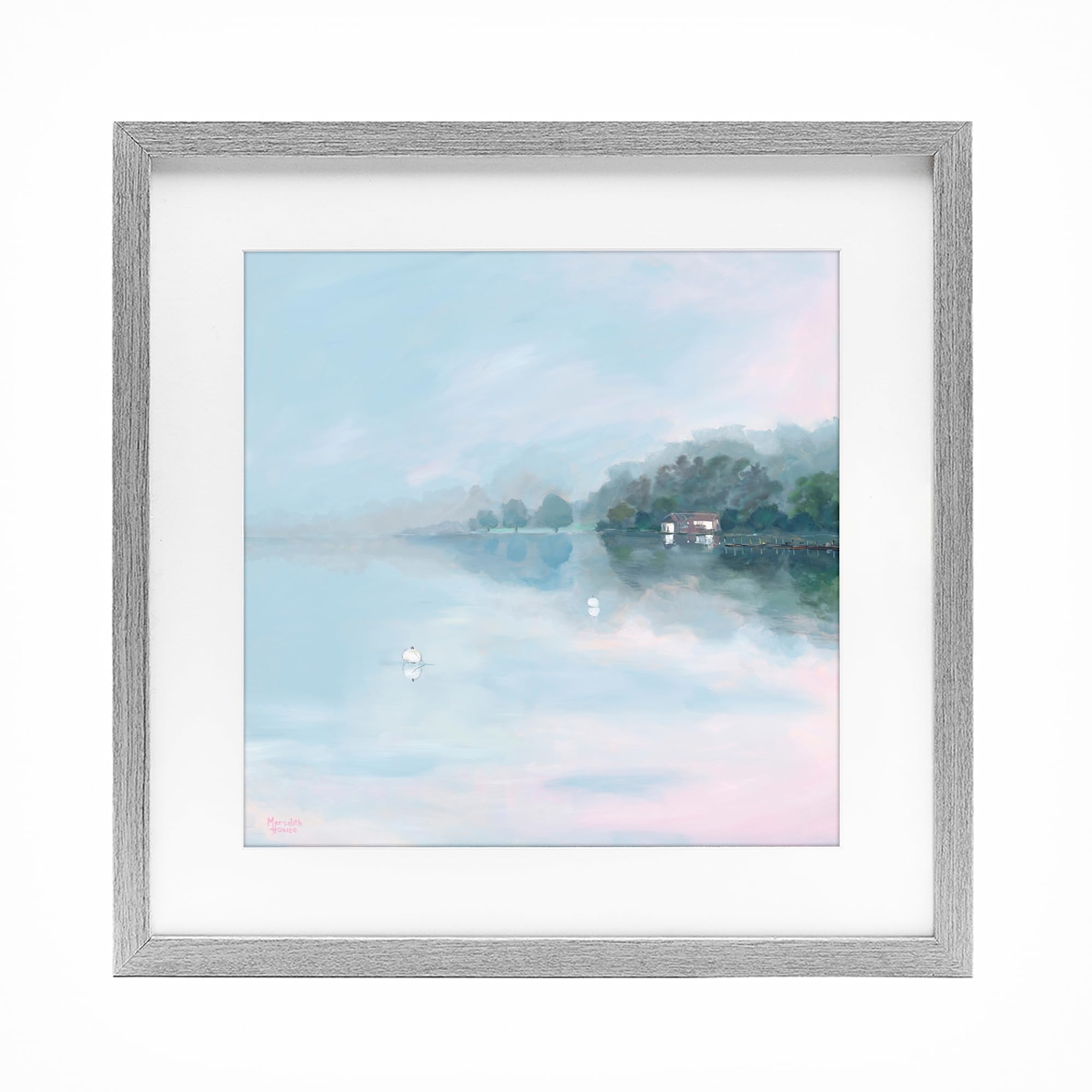 Stupell Industries Farmhouse Gray (Textured) 'Morning At Lake Windermere'| Framed Print Under Glass