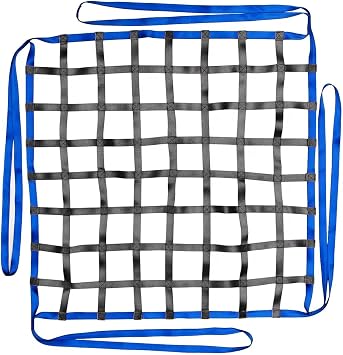 Safety Cargo Lifting Net Straps, Flat Nylon Sling Hoisting Net, Loading Heavy Objects 10cm Square Mesh Tear Resistance for Construction Rigging Moving Towing Work Gear Black 4.92 x 4.92