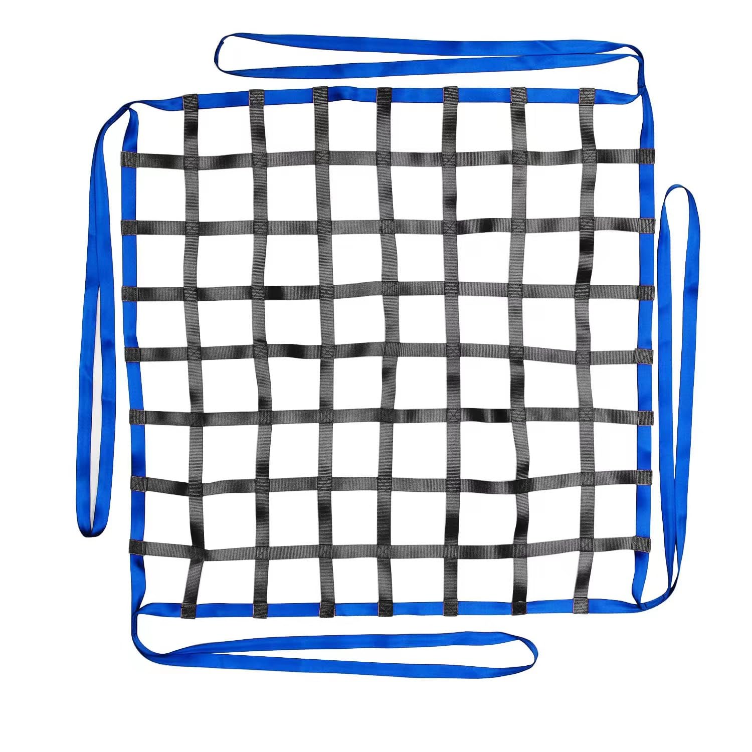 Safety Cargo Lifting Net Straps, Flat Nylon Sling Hoisting Net, Loading Heavy Objects 10cm Square Mesh Tear Resistance for Construction Rigging Moving Towing Work Gear Black (4.92' x 4.92')
