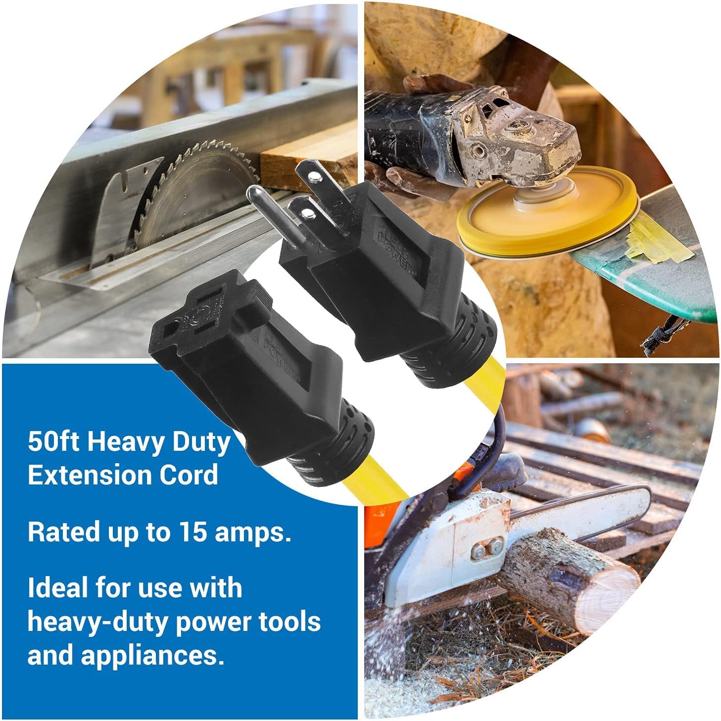 Prоduсt Dеаl Clear Power 100 ft Heavy Duty Outdoor Extension Cord 12/3 SJTW, Yellow, Water & Weather Resistant Flame Retardant, 3 Prong Grounded Plug, DCOC-0146-DC