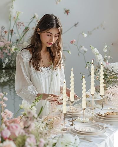 Miniatura 10 de MAITREYA Velas cónicas en espiral, velas cónicas hechas a mano, juego de 4 velas trenzadas para decoración, bodas, fiestas, iglesia, velas sin