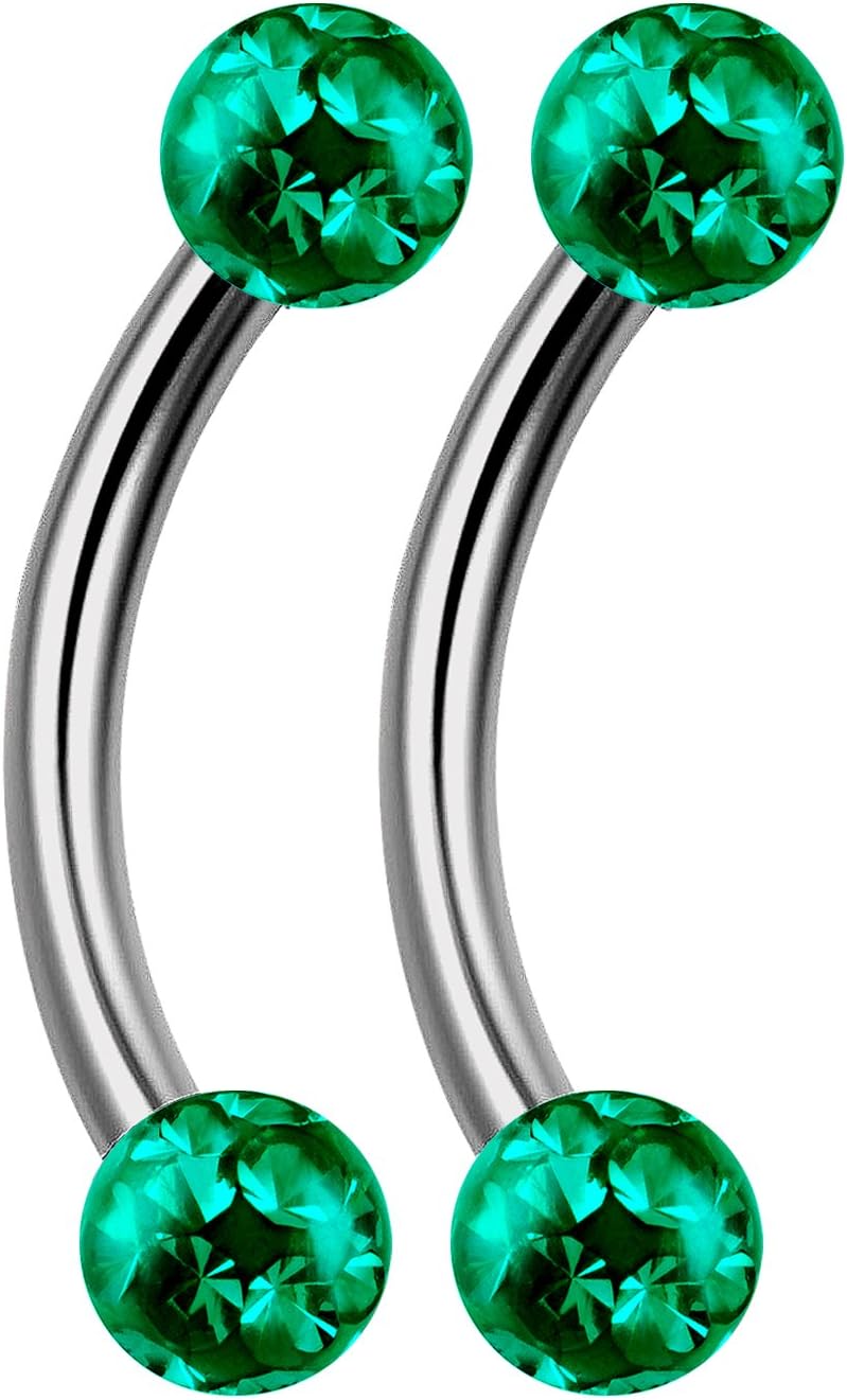 2pcs 16g Curved Barbell Rook Eyebrow Ring Bar Stud Tragus Cartilage Lip Helix Conch Earrings Titanium G23 Labret B2B2CL