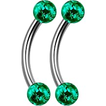 2pcs 16g Curved Barbell Rook Eyebrow Ring Bar Stud Tragus Cartilage Lip Helix Conch Earrings Titanium G23 Labret B2B2CL