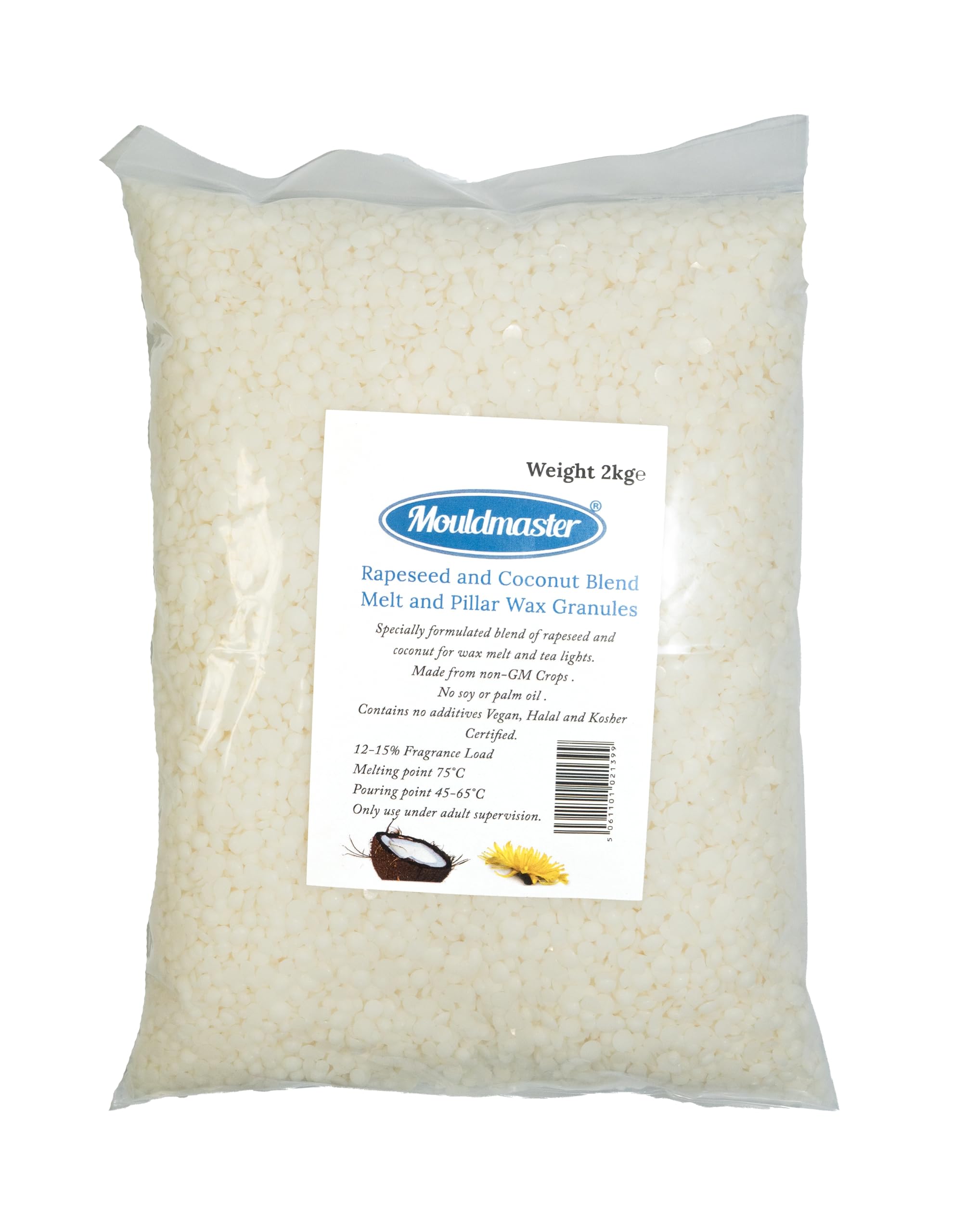 Rapeseed and Coconut Blend Melt and Piller Wax 2KG, Cream/Offwhite