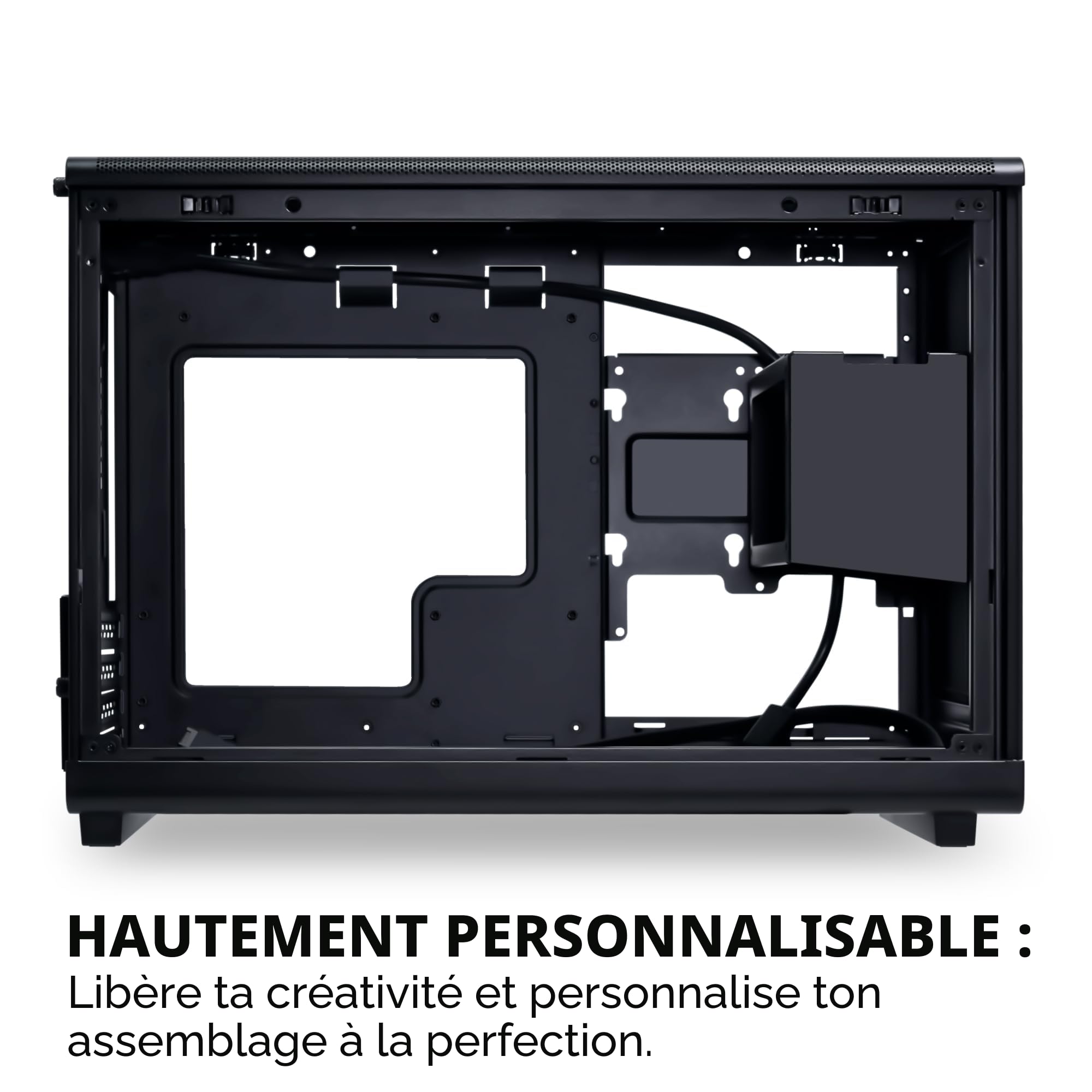 Boitier PC Lian Li DAN Cases A3-mATX, châssis Personnalisable, Espace de 415 mm pour la Carte Graphique, radiateur Jusqu’à 360 mm, Acier, Plastique, Noir