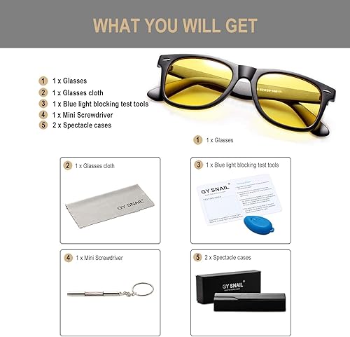 Miniatura 6 de GY Snail - Lentes de bloqueo de luz azul para hombres, anteojos de seguridad para juegos, alivio de fatiga ocular y mejor sueño
