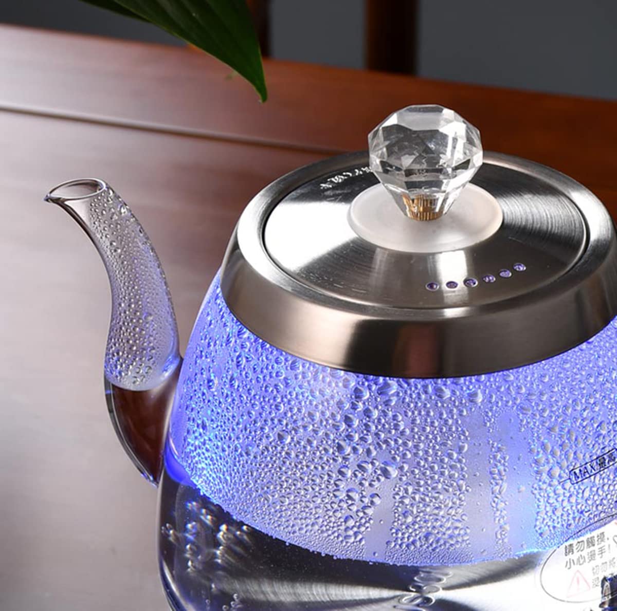 Hervidor eléctrico de ebullición silenciosa, infusor del té con hervir rápido y hervir la protección contra secas, hervidor de Vidrio de borosilicato, fácil vierte