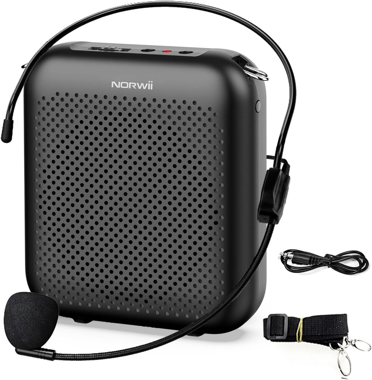Norwii Bluetooth Voice Amplifier, Power Amplifiers, Portable Mini Wired Microphone Headset for Teacher Classroom & Outdoor Lectures, Teaching, Tour Guides, USB-C Rechargeable - 4000mAh, Black