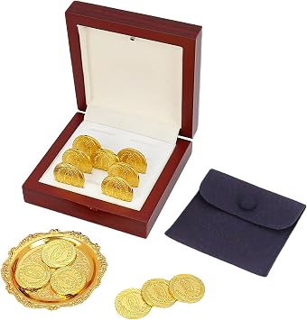 TINGKU Arras para Boda Catolica with Virgen de Guadalupe Traditional Arras de Boda Cristiana Set in Wooden Gift Box, Religious Arras de Matrimonio for Nuestra Boda Ceremony Gold Coins