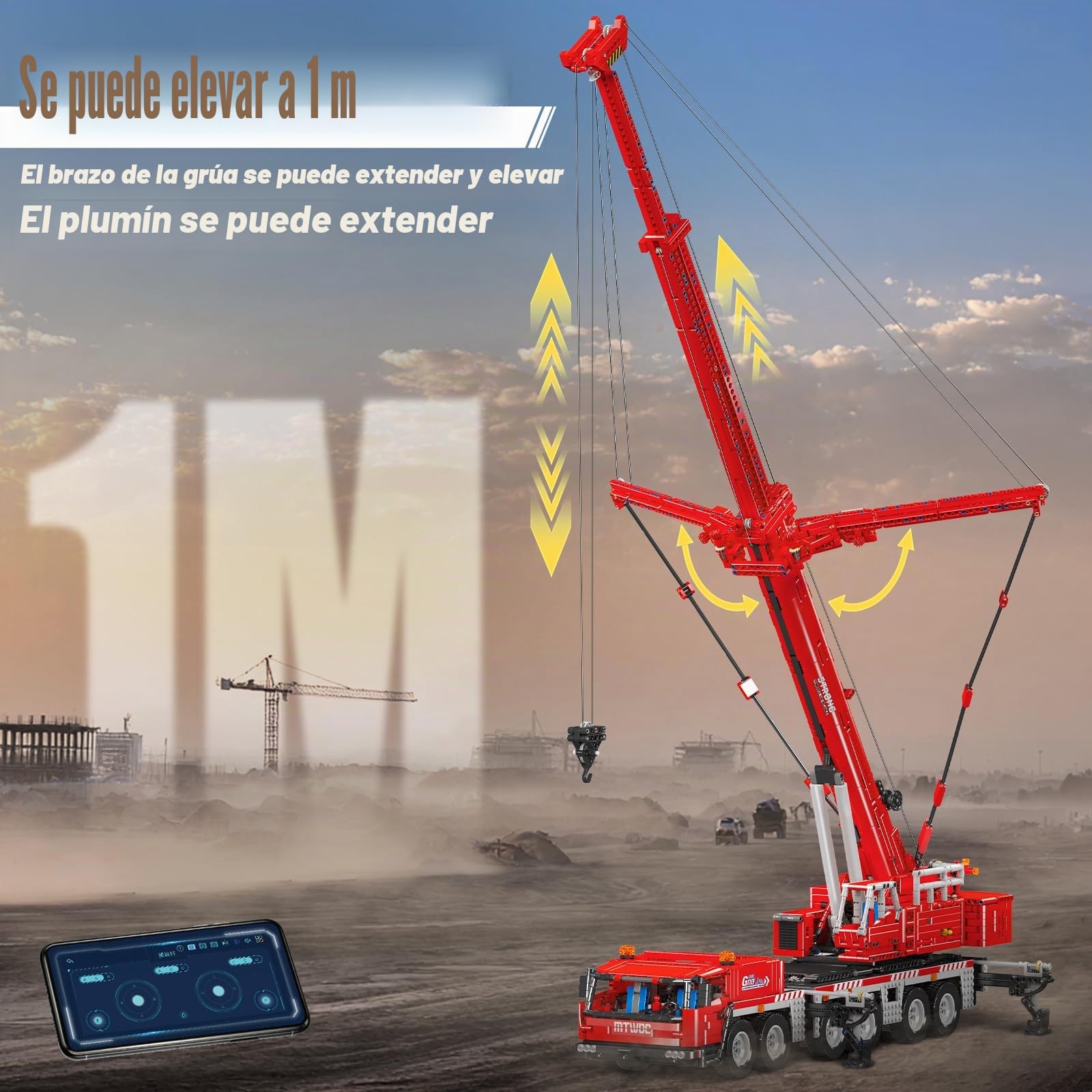 Mould King 17065 Technik GMK Heavy Duty Crane Klemmsteinen Kit 4566+ PCS MOC Remote commandded Raupengraune Blöcke Toy mit 5 Motor