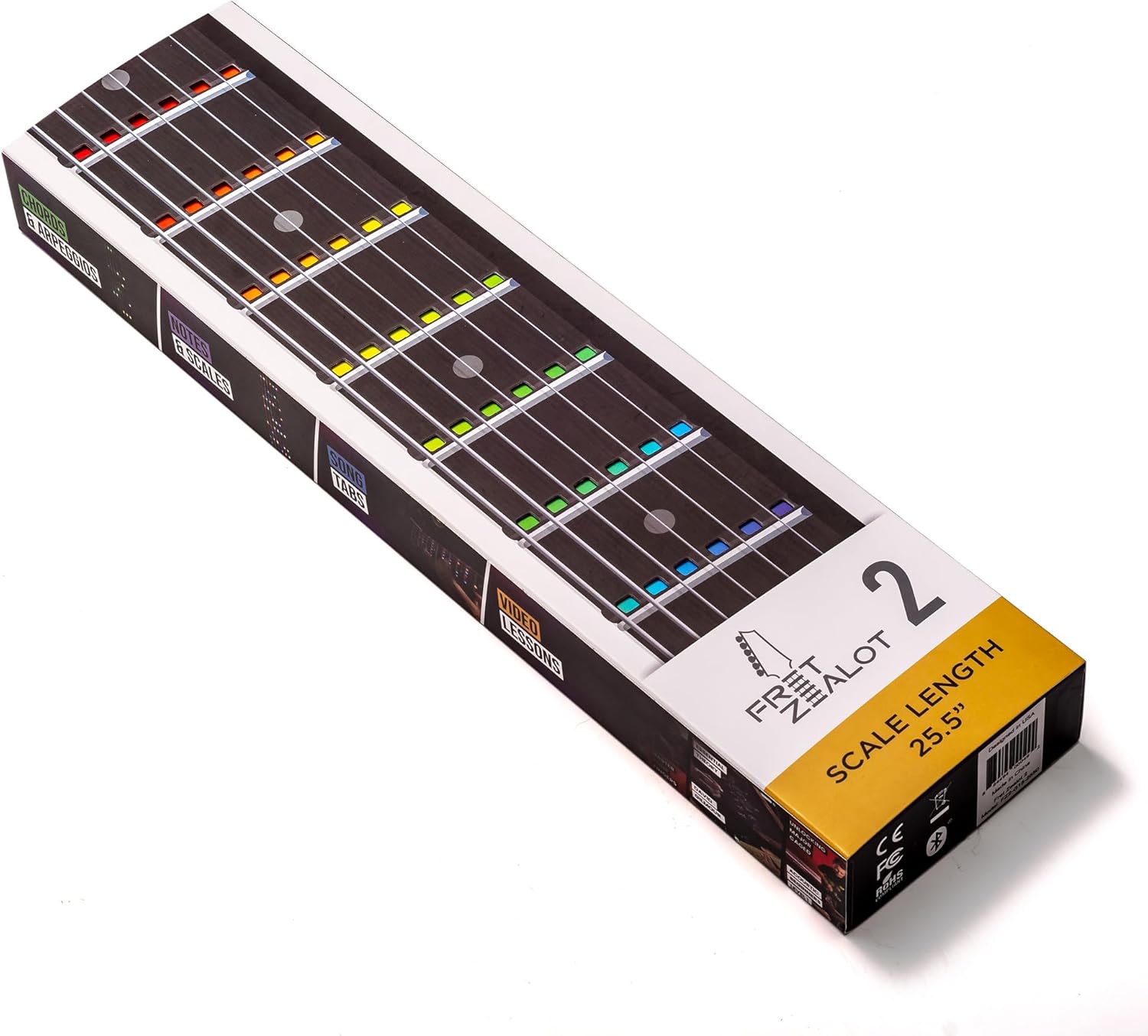Fret Zealot 2 | LED Fretboard System for Learning Guitar | Songs, Courses, Chords, Scales | Android, iOS, Web (25.5" Scale Length)