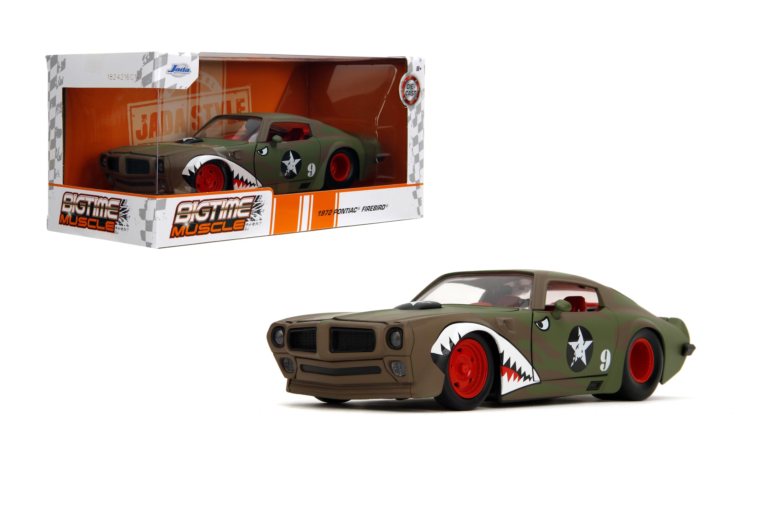 Jada Bigtime Muscle 1:24 1972 Pontiac Firebird Die-Cast Car, Toys for Kids and Adults(Primer Green)