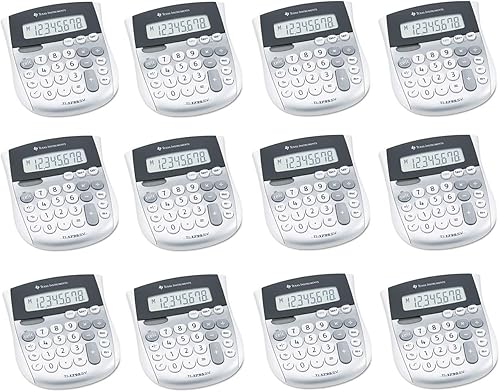 Texas Instruments TI1795SV Minidesk Calculadora científica, LCD de 8 dígitos, gris, 12 EA, se vende como 1 caja