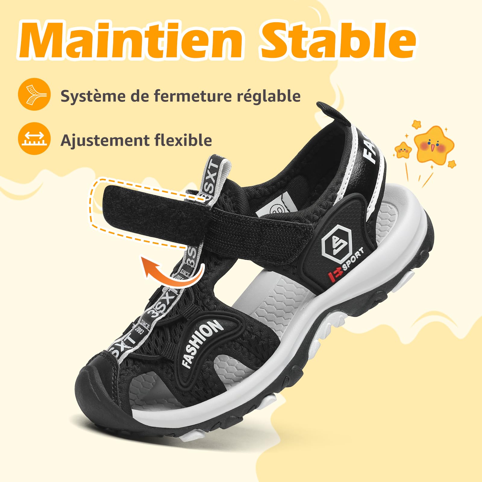 Mishansha Sandales Fille Été à Bout Fermé, Chaussures Enfant Antidérapantes Sandales Respirantes pour Randonnée et Activités Plein Air,25-38