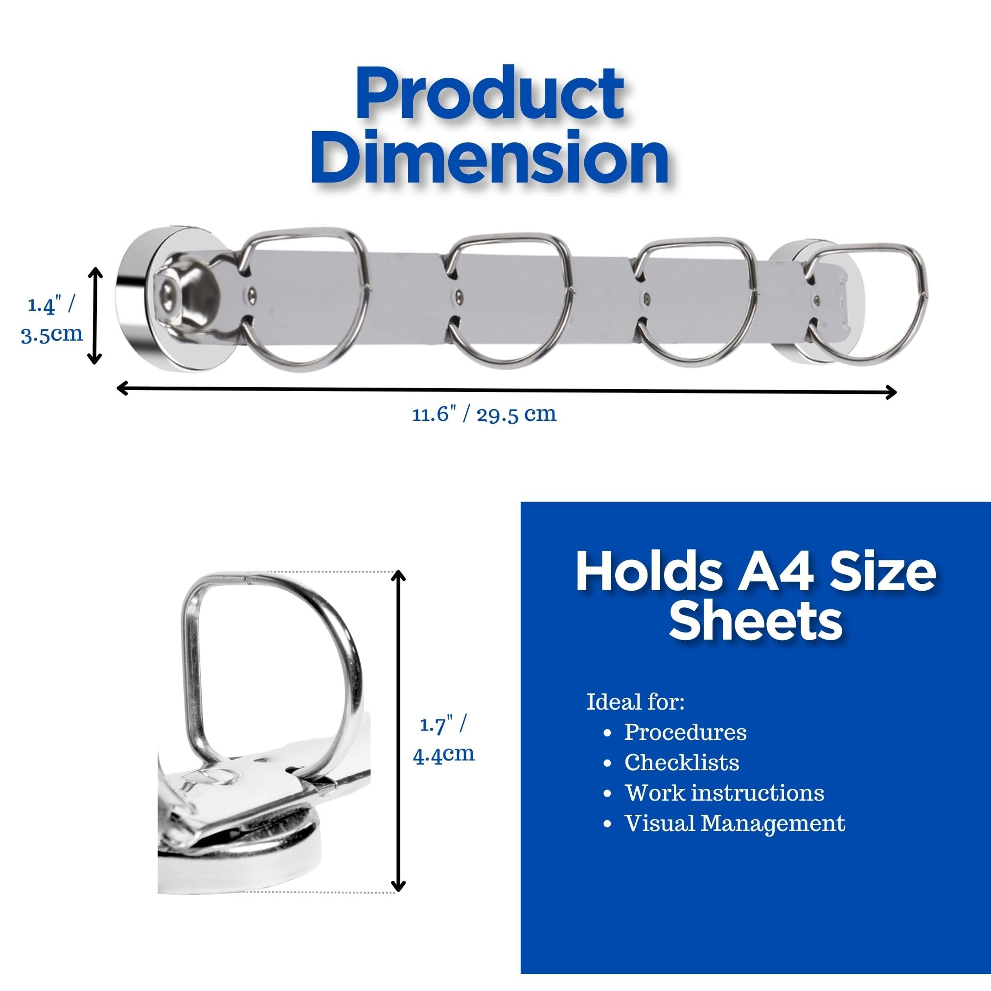 Magnetic Ring Binder Mechanism 10 Pack 4 Rings 1 Inch D Shaped Rings for Hanging A4 Paper