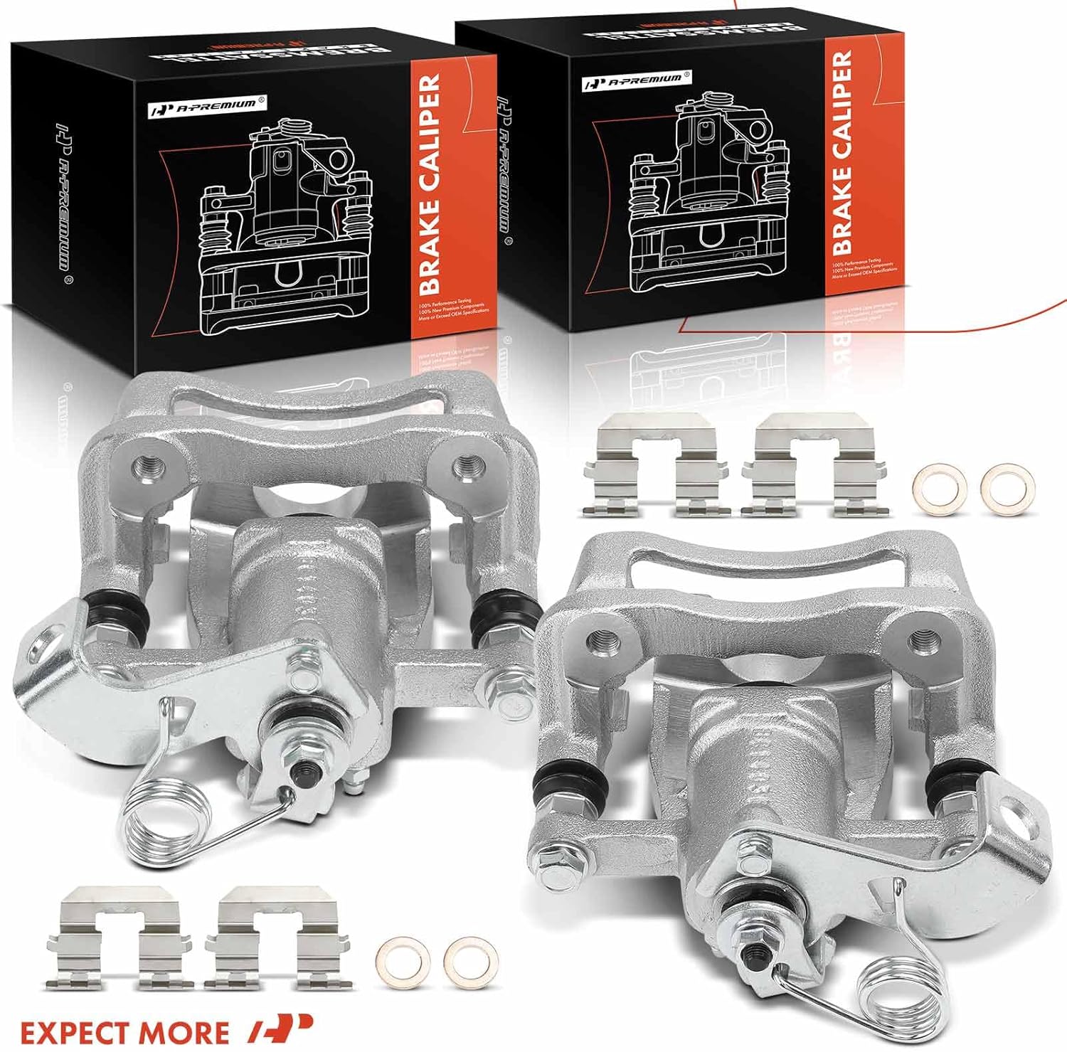 A-Premium Disc Brake Caliper Assembly with Bracket Compatible with Hyundai Accent 2018-2022 & Kia Rio 2017-2022, Rear Driver and Passenger Side