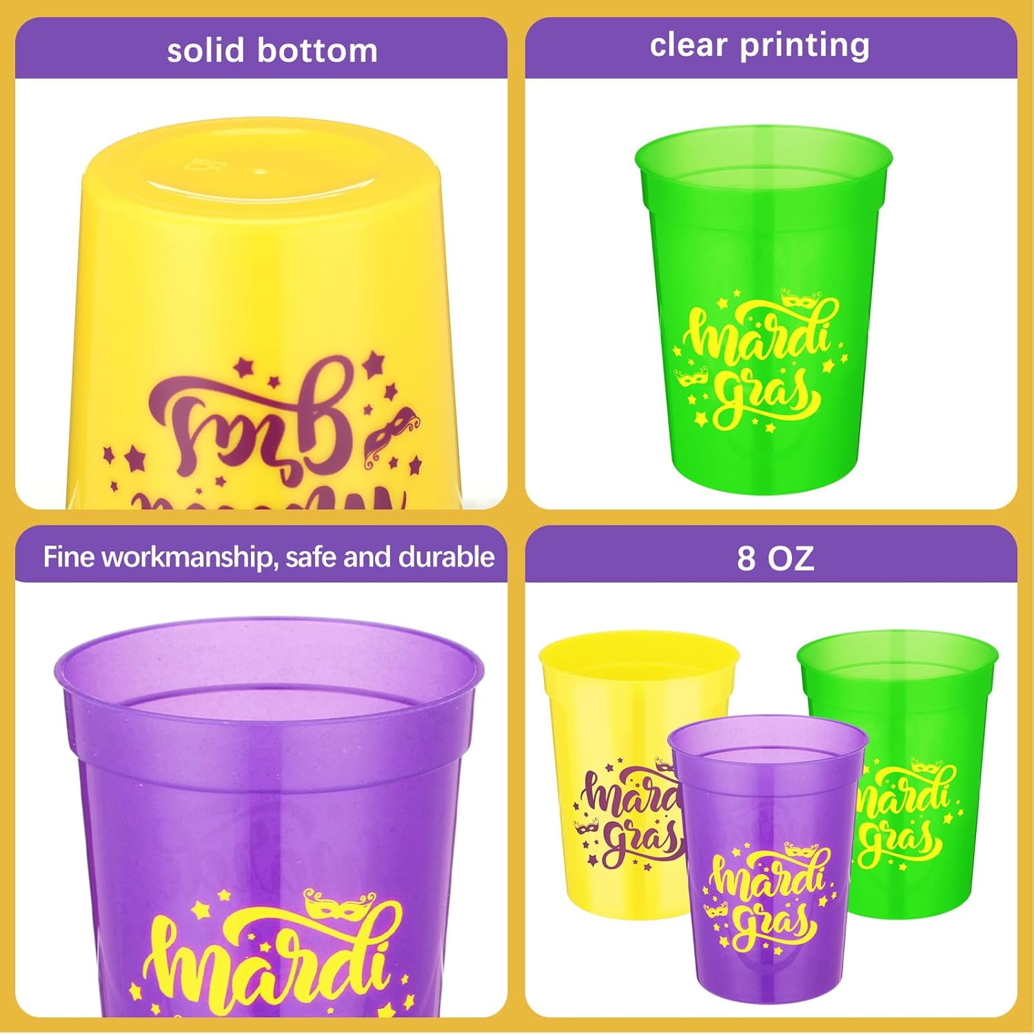 Lallisa 120 Pcs Mardi Gras Plastic Cups Bulk, 8 Oz Reusable Drinking Cups, Mask Pattern Plastic Cups for Mardi Gras Party Carnival Favors