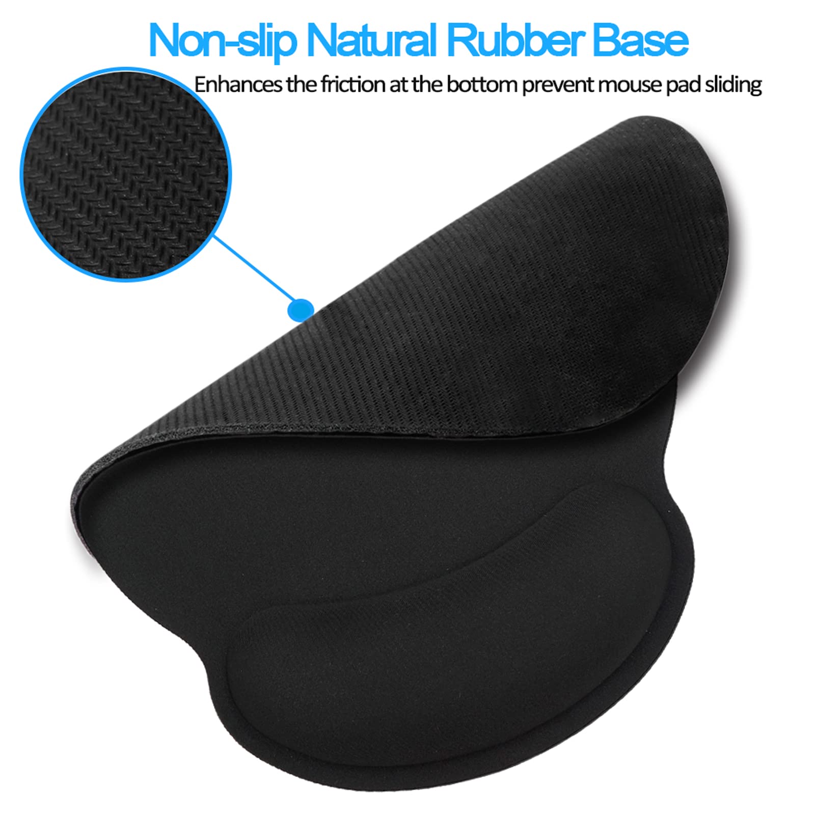 Tappetino Mouse Ergonomico In Memory Foam Con Supporto Per Polso - Base Antiscivolo - 25x22x2 Cm - Lavabile - 4