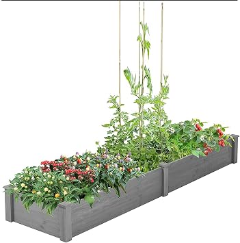 HACHIKITTY 82ft Wooden Horticulture Raised Garden Bed Divisible Elevated Planting Planter Box for Vegetables/Flowers/Herbs in Backyard/Patio Outdoor, Natural Wood, 96 x 28 x 10in