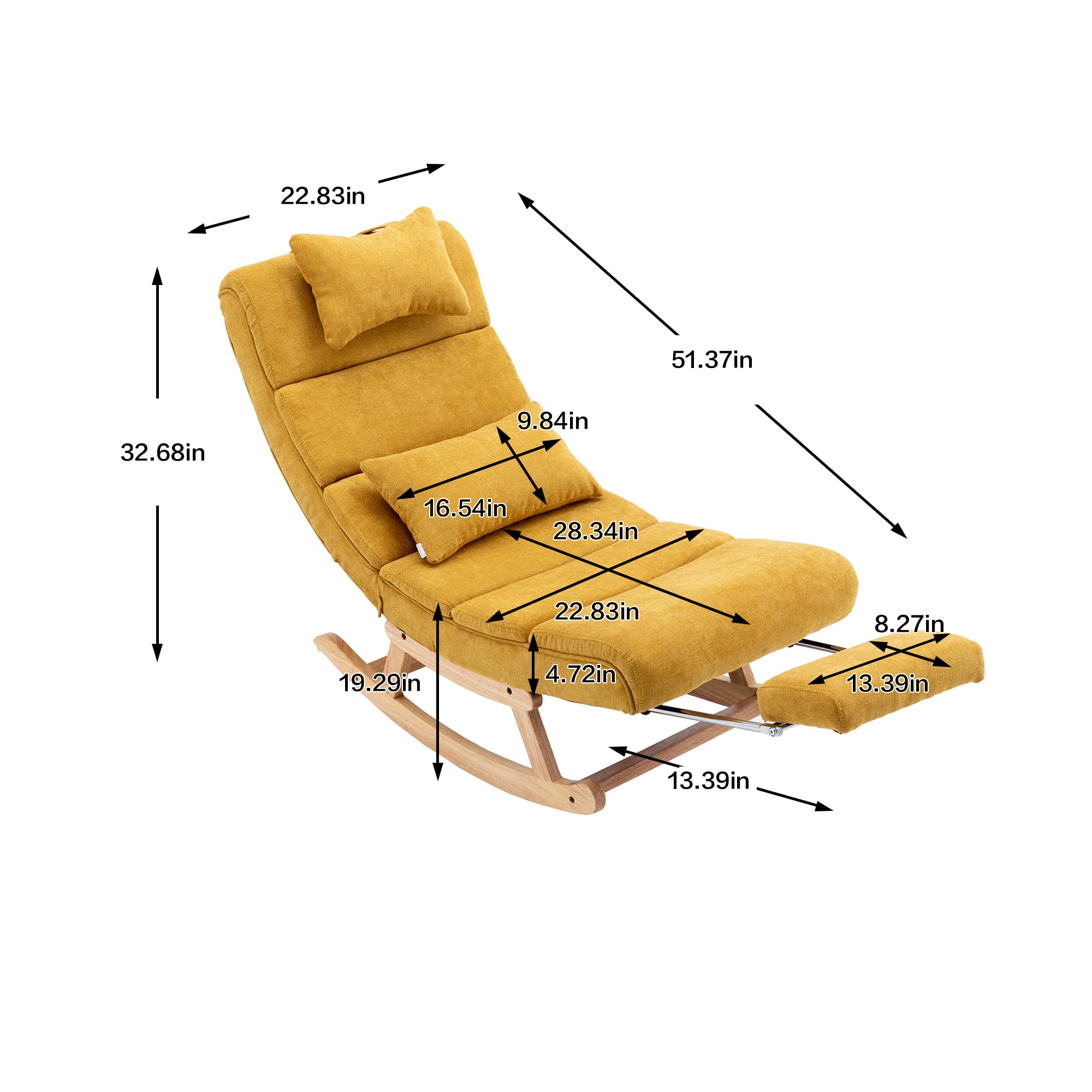 SPOFLYINN Accent Rocking Lounge Chair with Backrest Pedal Upholstered Glider Chair for Nursery Modern Rocker Chair for Bedroom Living Room Yellow