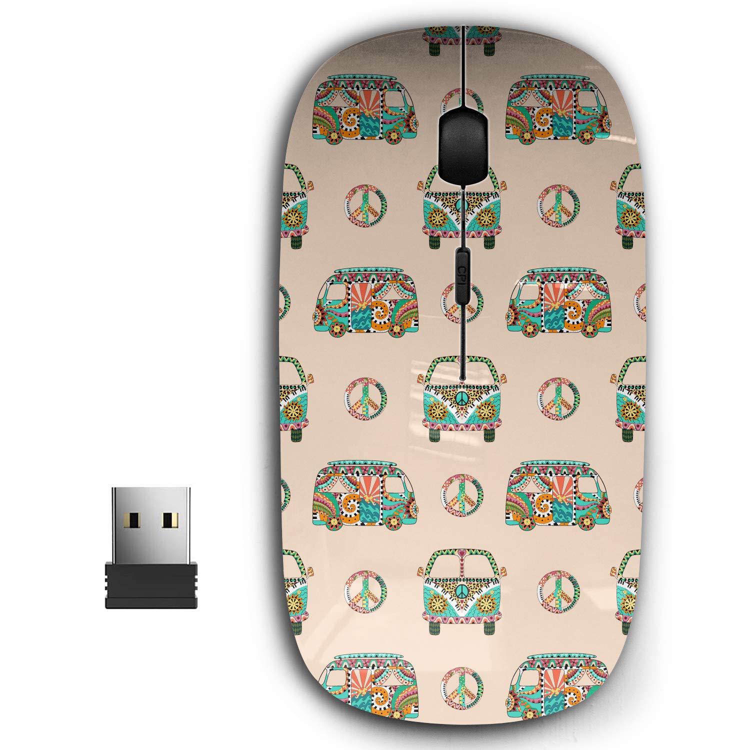 2.4G Ergonomic Portable USB Wireless Mouse for PC,Laptop,Computer,Notebook with Nano Receiver ( Colorful Hippie Camper )-picture-24