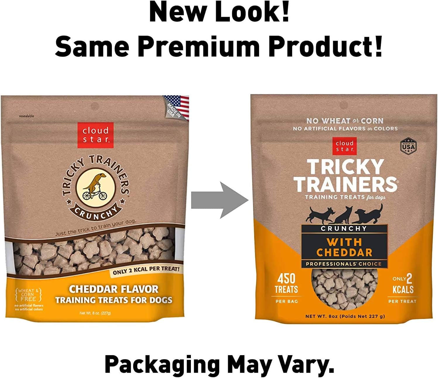 Cloud Star 3 Pack of Cheddar Crunchy Tricky Trainers Wheat-Free Dog Treats, 12 Ounces Each, 2 Calories Per Treat