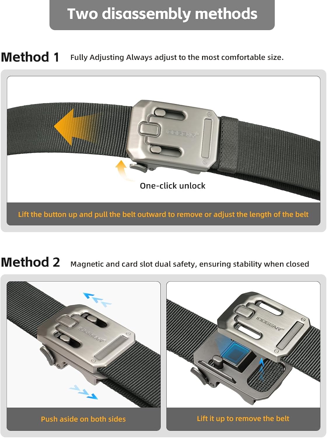 IDOGEAR Men's Ratchet Belt 1.5" Heavy Duty Nylon Belts Automatic Slide Buckle No Holes Tactical Casual for Jeans Work Outdoor image 3