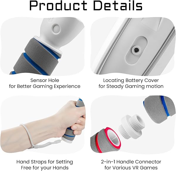 3 in 1 VR Gorilla Tag Long Arms Sticks for Meta Oculus Quest 3S Quest 3, Dual Controller Extension Grip Handle Golf Club Attachments VR Games Compatible with Meta Quest 3S / 3 Accessories (White) - 5