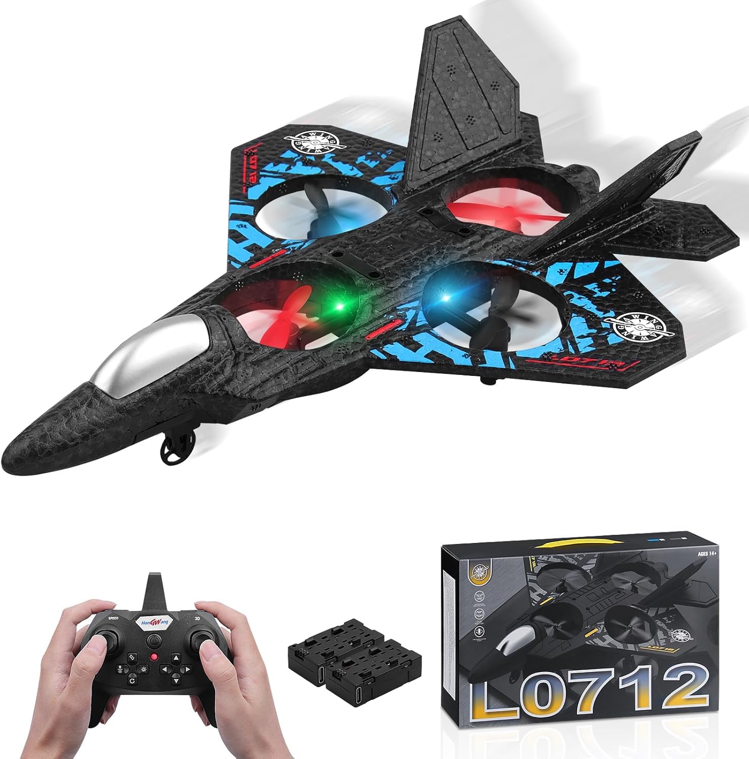 AYEBIA RC Plane 2.4GHz Remote Control Quadcopter L0712 – Auto Hover, 3D Flip & LED Lights, USB Rechargeable RTF for Beginners, Kids & Adults, Durable EPP Foam Design