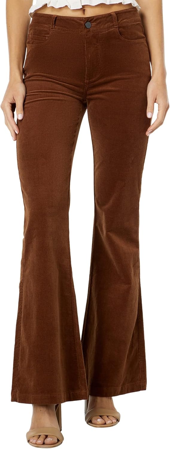 PAIGE Womens Genevieve Mid Rise 32" Inseam Flare in Dark Brushed Olive