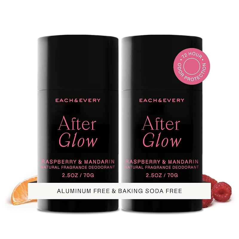 Desodorante Each & Every After Glow com fragrância de framboesa e mandarina, Pacote com 2