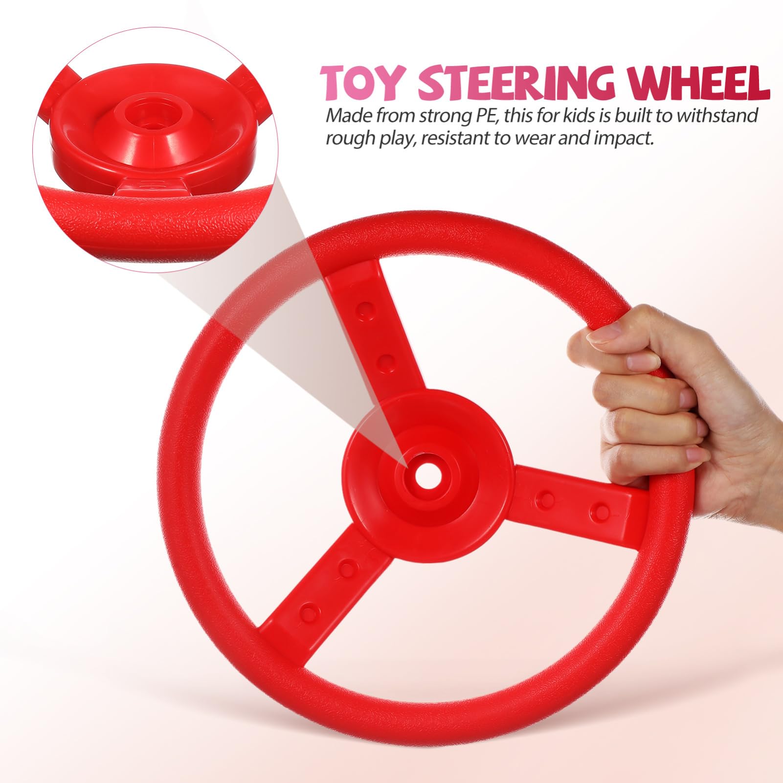 Toyvian Kids Steering Wheel Driving Toy for Pretend Play and Driving Simulation Durable Plastic Playground Accessory Easy Installation for Outdoor Garden and Indoor Playroom - Image 4