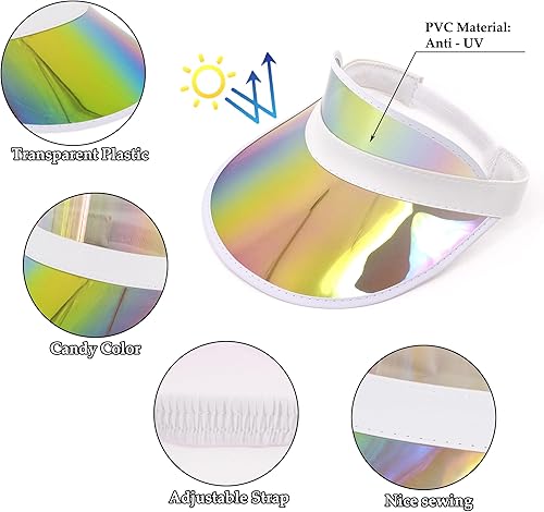 Miniatura 107 de Surkat Viseras solares transparentes de plástico con protección UV, sombrero para la cabeza, sombrero para golf, tenis, playa, ciclismo 1 paquete