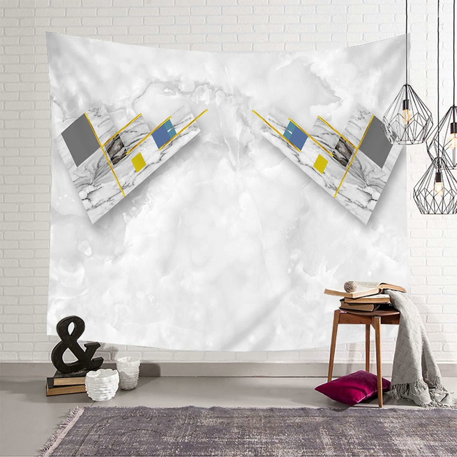 Tapiz de pared KnSam con diseño geométrico jaspeado en poliéster gris de 150 x 130 cm
