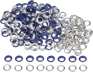 HARFINGTON 200 Set Color Round Grommets 10mm 7/16" Hole Metal Eyelets with Washers for Scrapbooking Shoes Clothes Leather Canvas, Dark Blue