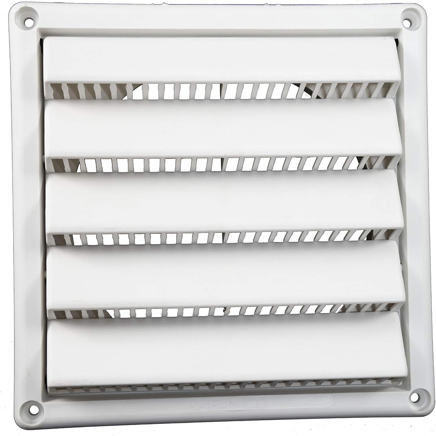 Plastic Wall Vent w/Fixed Louvers 6 Inch Pipe | for Intake and Exhaust Applications + 1 Inch Collar for Secure Pipe Attachment + Molded Screen + Available in White and Brown - FAMCO