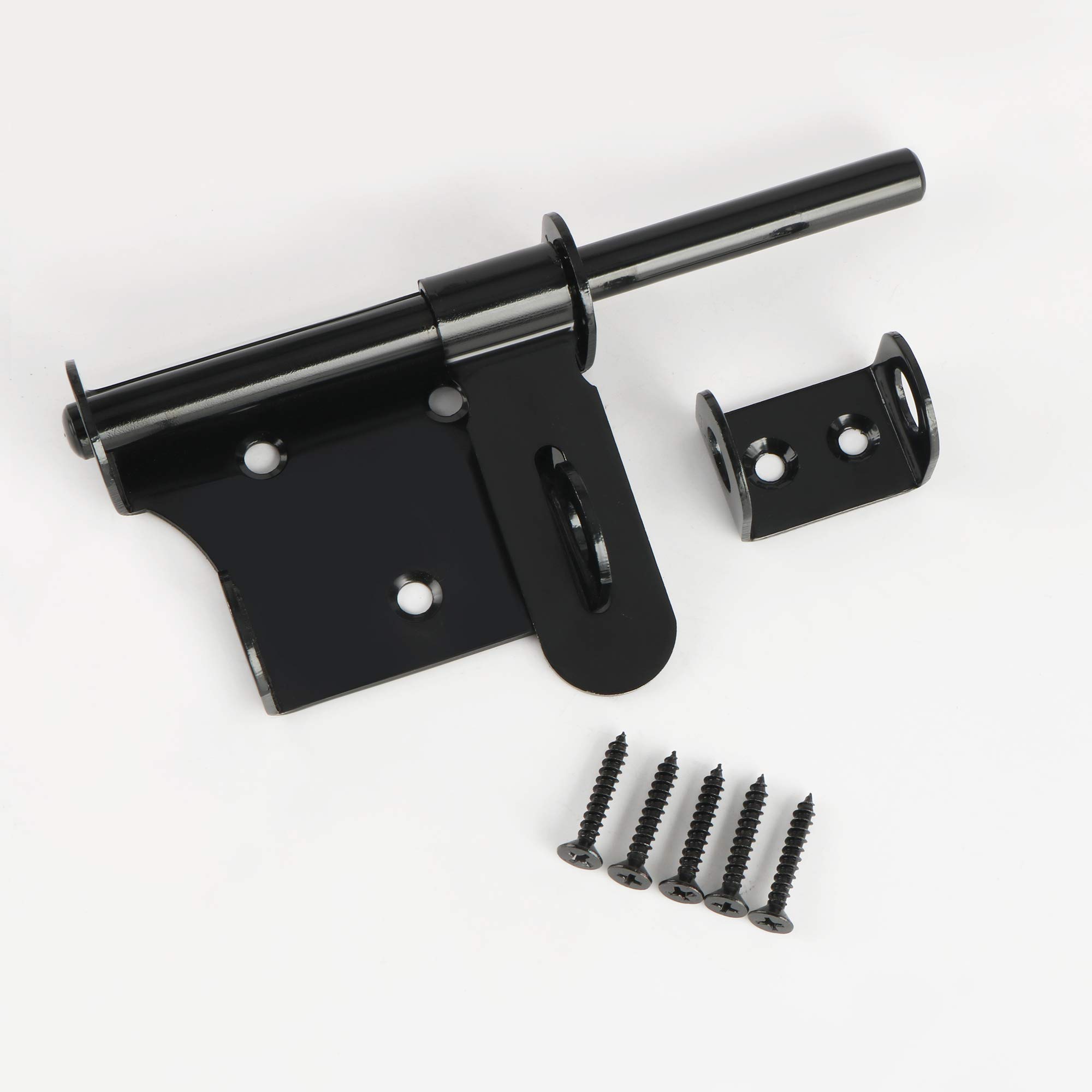 SAYAYO Catenaccio Porta in Legno Serratura Porta Chiavistello Nero, Chiavistelli e Catenacci per Porte con Foro per Lucchetto, Acciaio Inossidabile SUS304, 150MM, EMS350U-B