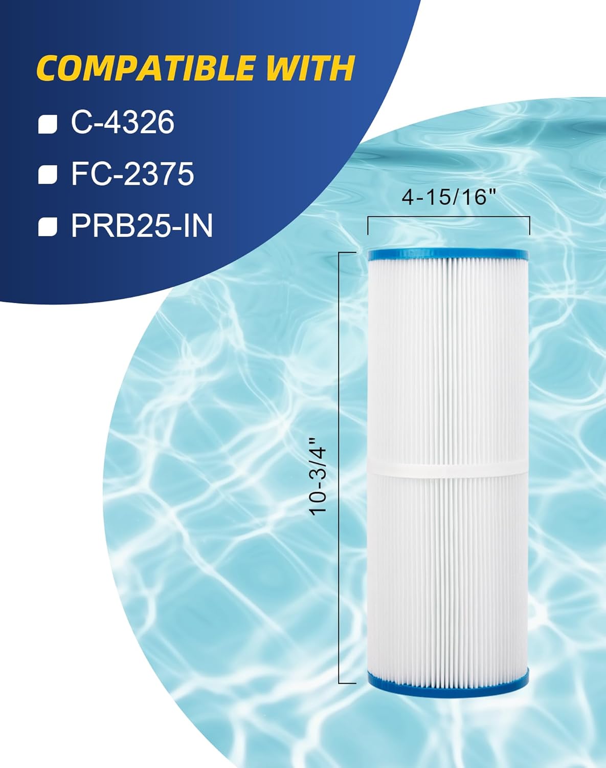 ZOTEE PRB25-IN Spa Filter Cartridge Compatible with C-4326,Darlly 42513,Guardian 413-106,Filbur FC-2375,Pentair R173429,3005845,17-2327,100586,33521,25392,817-2500,Hot Springs Spa Filters,2 Pack
