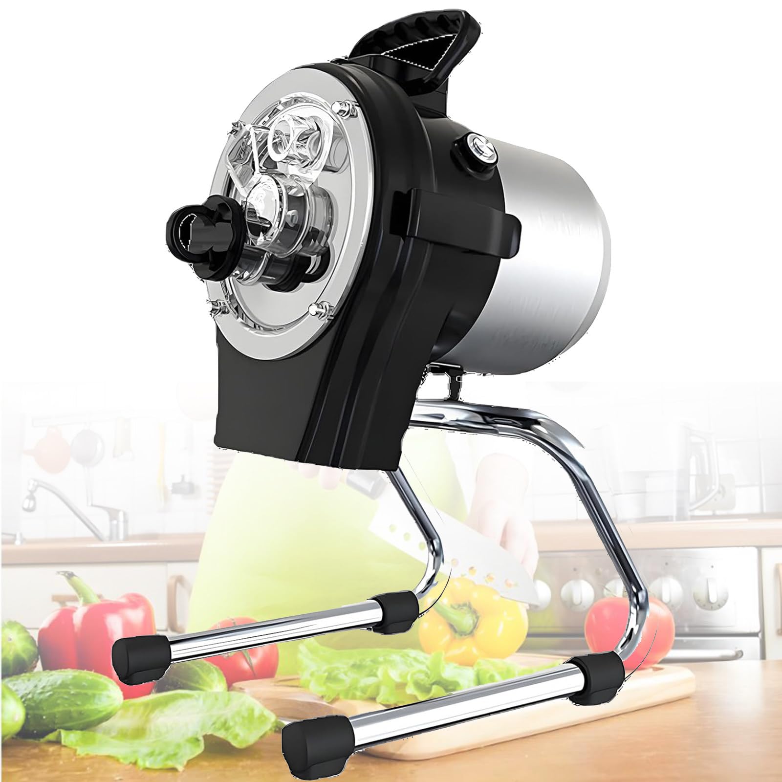 SBCGFY Electric Scallion Shredder, Stainless Steel Vegetable Chopper, Adjustable Thickness Slicer,For Garlic Sprouts, Chives, Seasoning,110Cl