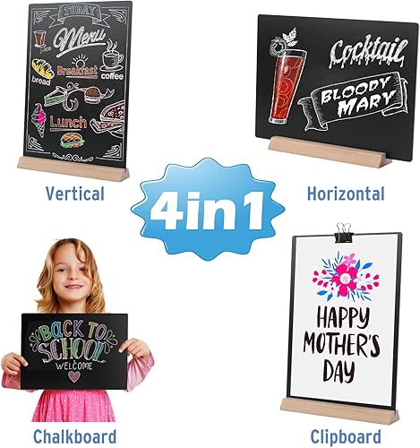 Miniatura 4 de Cartel de pizarra de mesa de 8 x 12 pulgadas con soporte base, letrero de pizarra de tiza de menú, letreros de comida para tiendas, tableros de