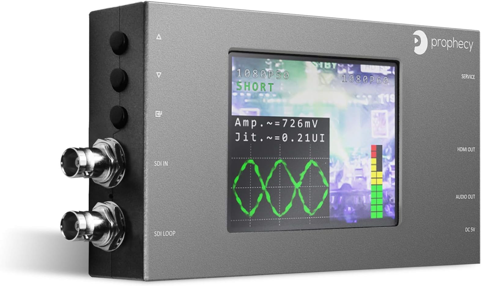Prophecy 3G-SDI to HDMI Converter Scaler with 3.5” LCD Panel – SDI Loopout, On-Screen Monitoring and Control, Eye Diagram, Test Pattern Generator, 1080p 60Hz, Firmware Upgradable