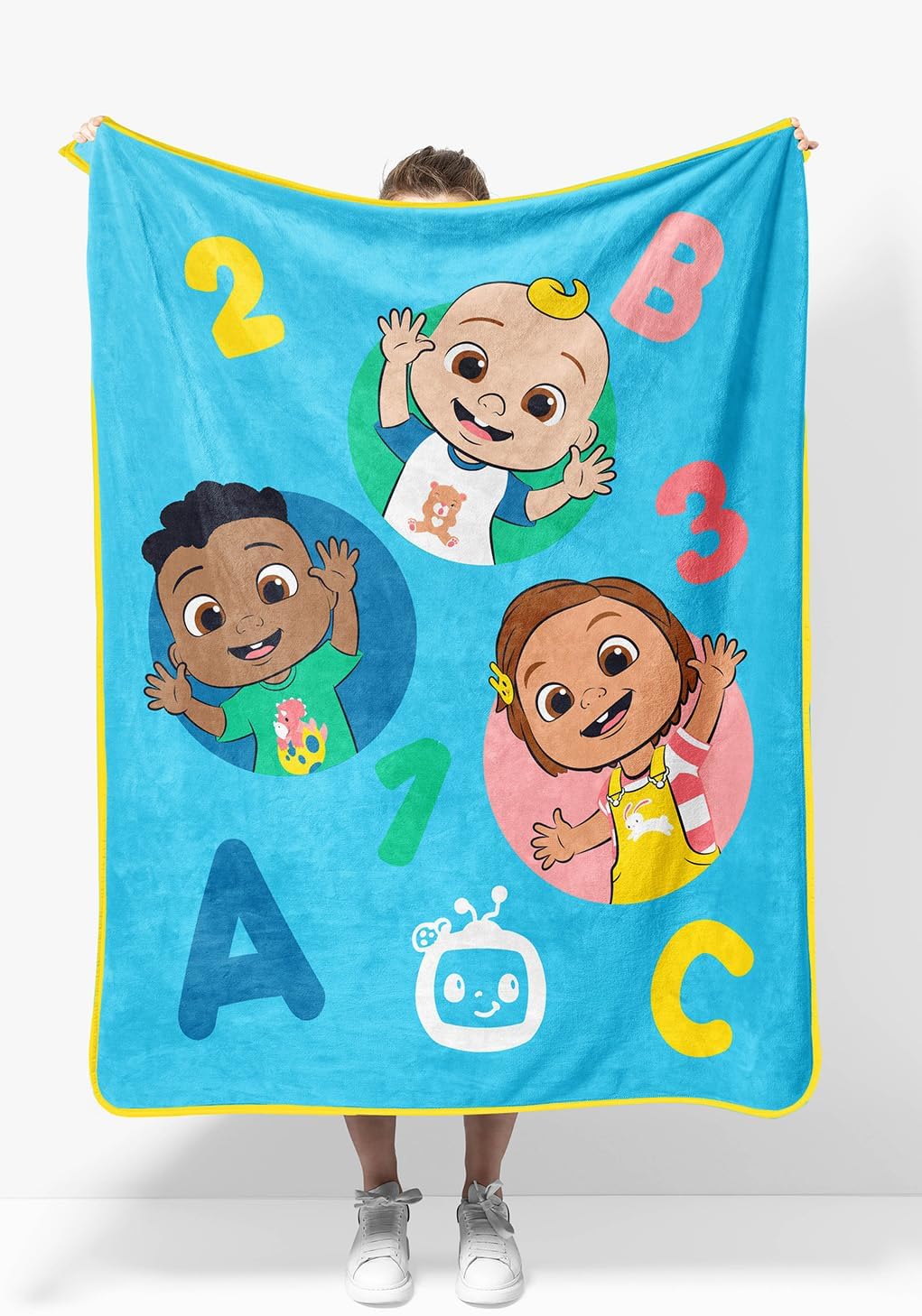 Sunny Side Up CoComelon Plush Travel Throw Blanket - Measures 40 x 50 Inches - Super Soft & Cozy Travel Accessories